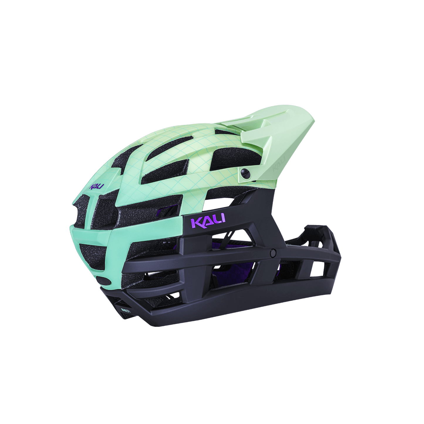 Kali Invader 2.0 trail helmet in mint green and black, designed for ultimate protection and performance on trails.