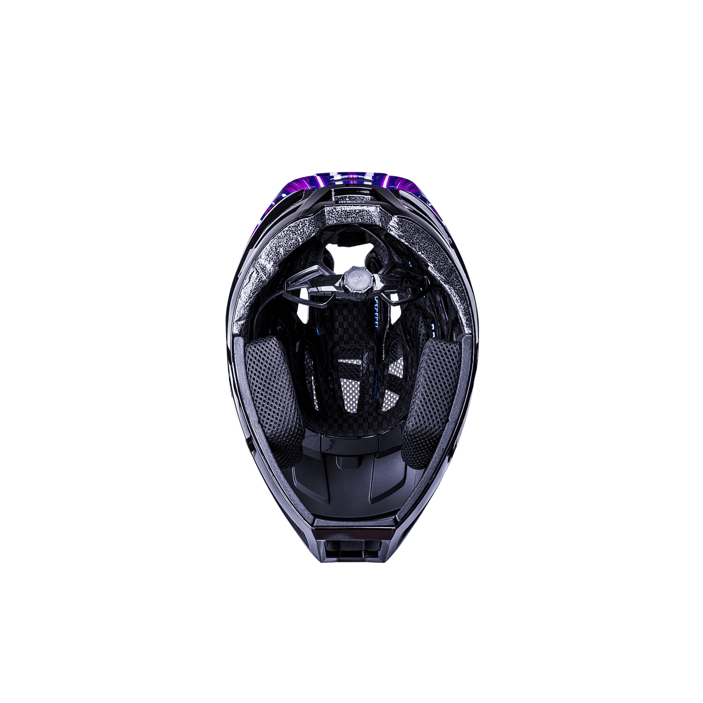 Inside view of the Invader 2.0 trail helmet, showcasing its sleek design and breathable interior features.