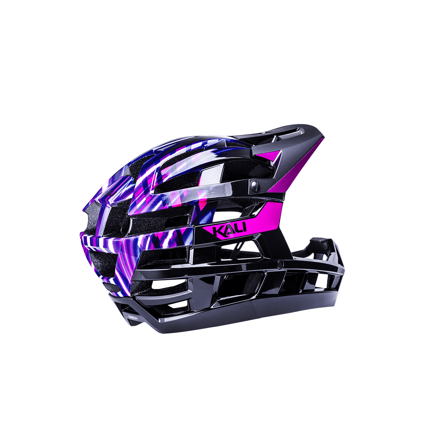 Invader 2.0 trail helmet in vibrant purple and black design, ideal for cycling and outdoor adventures.