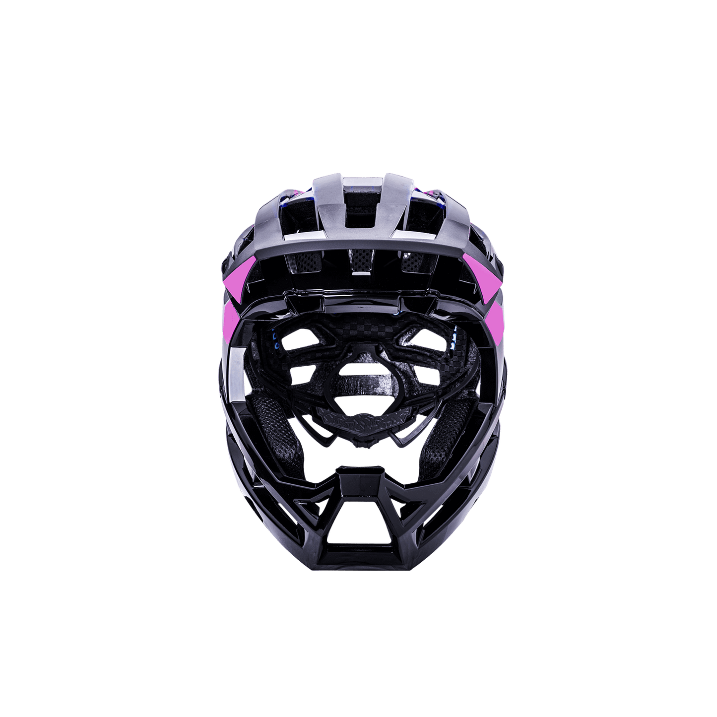 Invader 2.0 ultimate trail helmet in black and pink, designed for safety and performance on rough terrains.