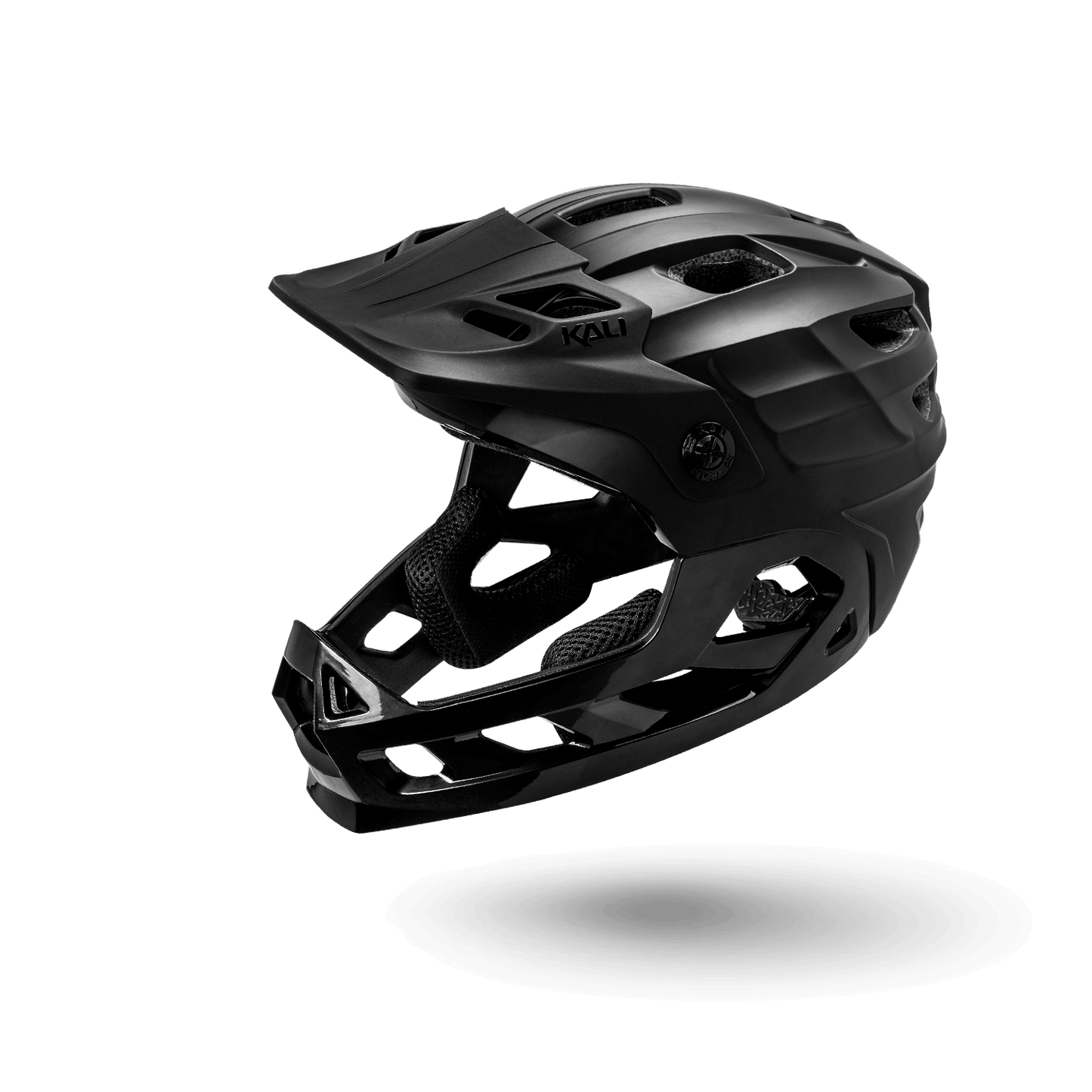 Black Kali Maya Full Face Child helmet, ideal for young riders seeking safety and style on the trails.
