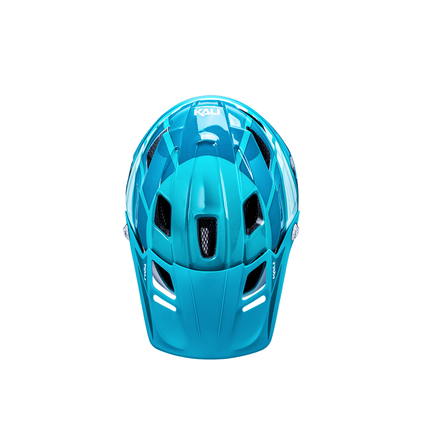 Maya Full Face Child protective helmet in vibrant turquoise color, designed for young riders and outdoor adventures.