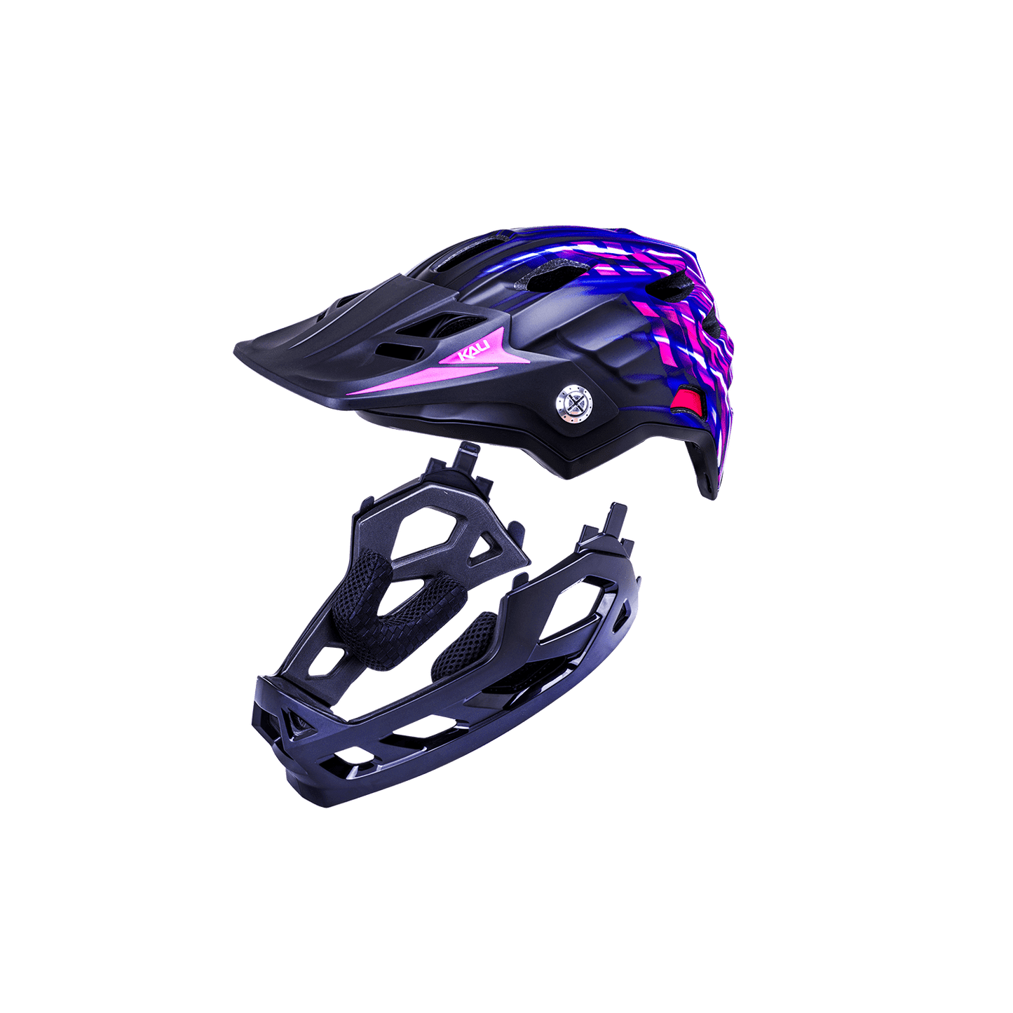 Maya Full Face Child helmet in black and purple, ideal for young riders seeking safety and style.