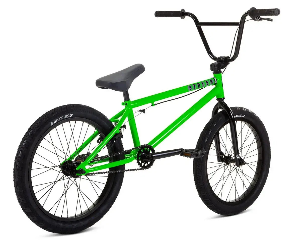 Stolen Casino XL 20" BMX bike in vibrant green color, designed for taller riders and perfect for tricks and riding in parks.