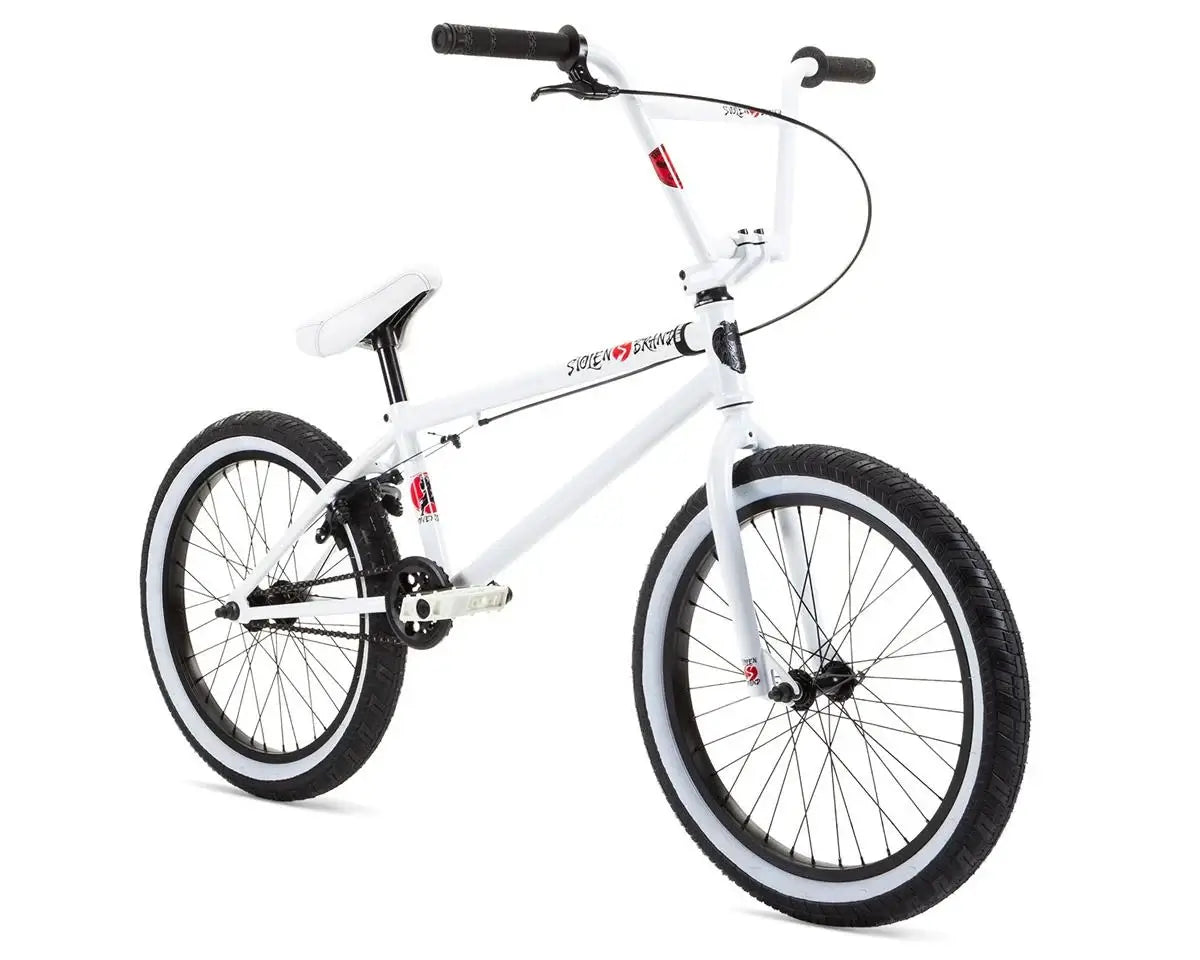 Stolen Overlord 20" BMX bike featuring a high-tensile steel frame, pegs, and durable tires for optimal performance.