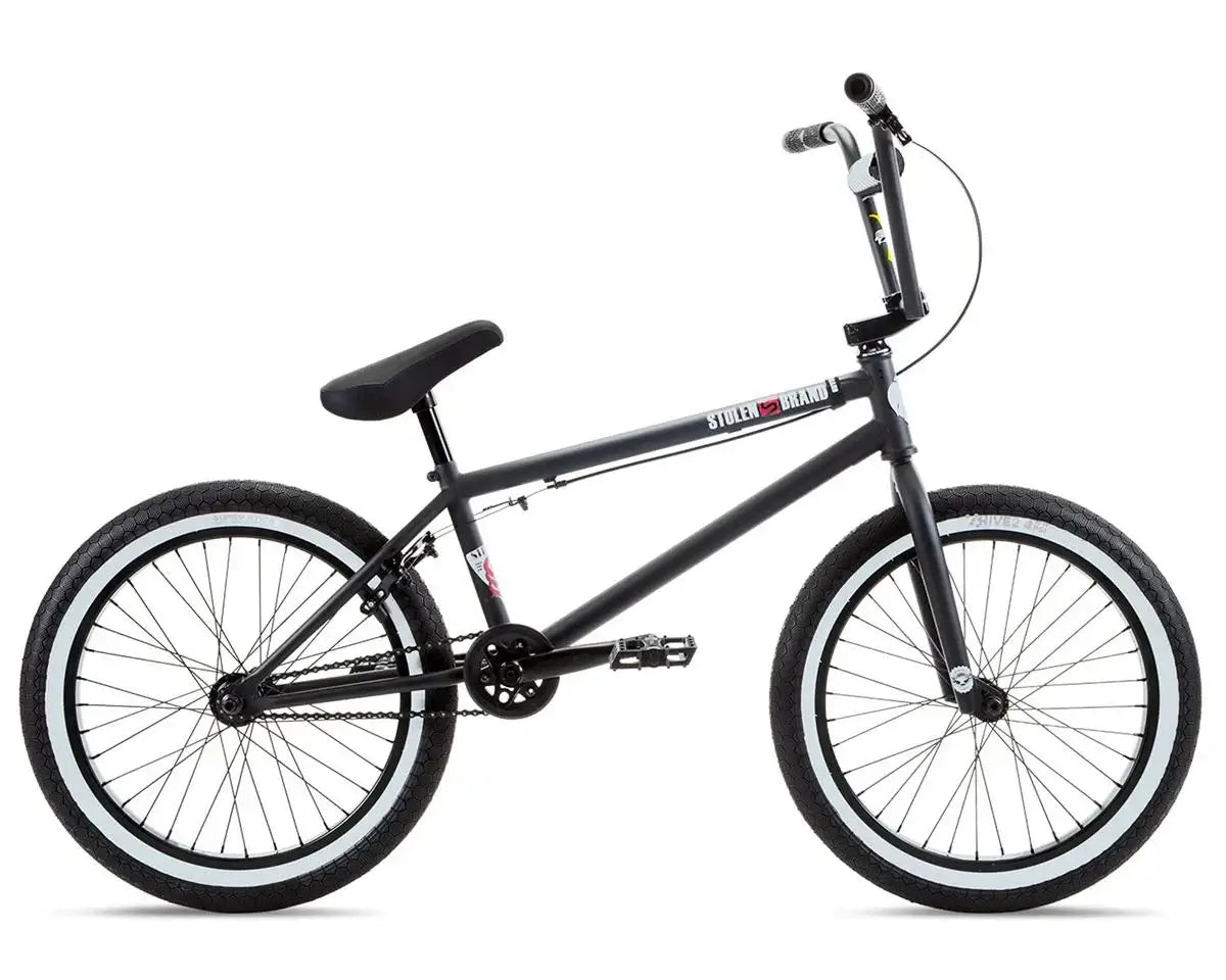 Stolen Sinner FC 20" BMX bike with sleek black chromoly frame and durable components for professional-level performance.