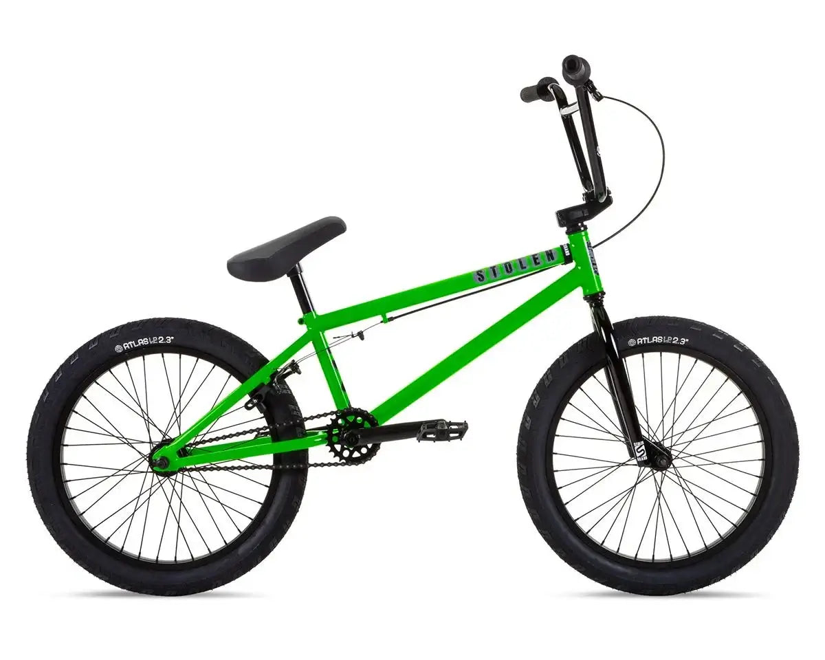 Stolen Casino 20" BMX Bike in bright green with black wheels and handlebars.