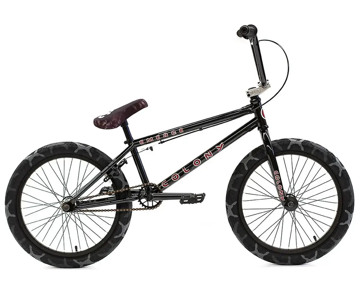 Colony Emerge 20" BMX Bike showcasing full chromoly frame, sealed hubs, and stylish design.