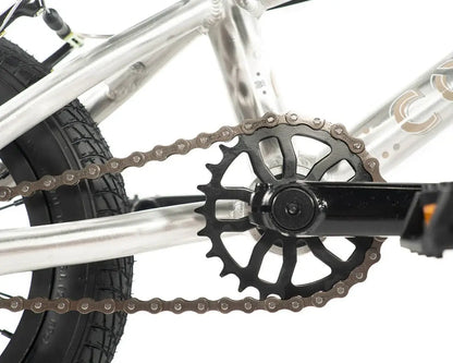 Colony Horizon 12" BMX bike chain and crank detail showcasing lightweight alloy frame and durable components.