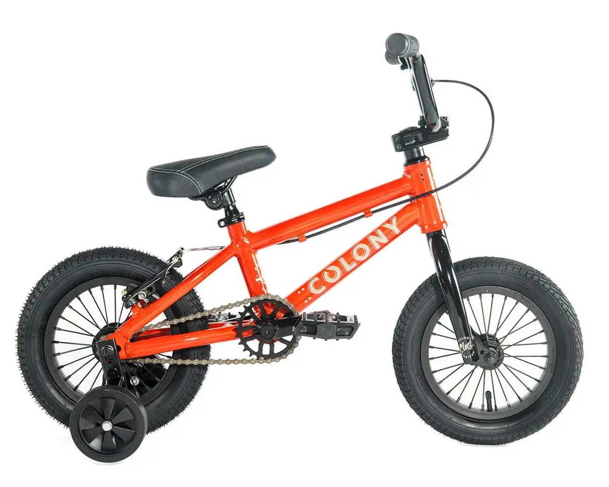Colony Horizon 12" BMX bike in orange, designed for young riders with lightweight alloy frame and fun features.