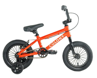 Colony Horizon 12" BMX bike in orange, designed for young riders with lightweight alloy frame and fun features.