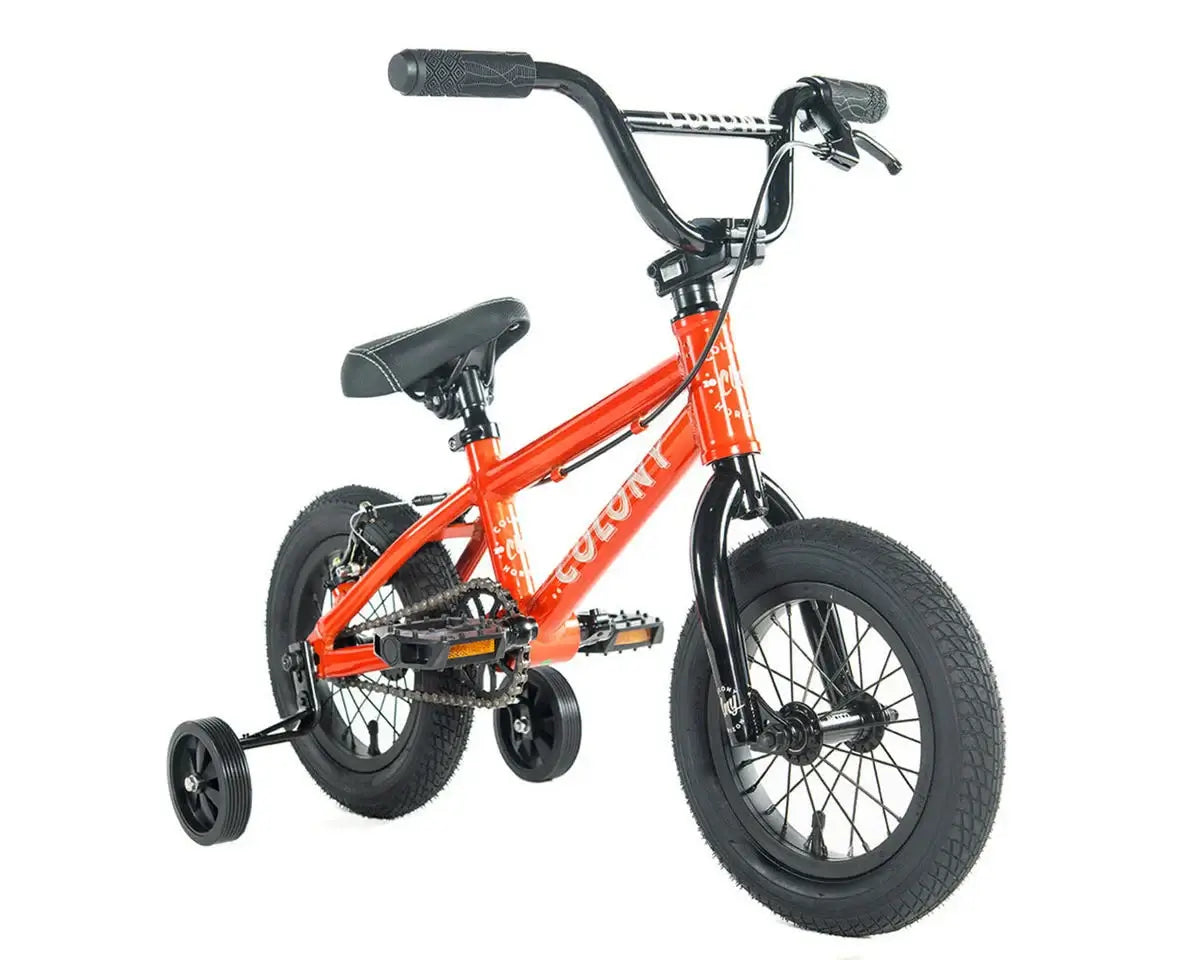 Colony Horizon 12" BMX bike in bright orange, designed for young riders with a lightweight alloy frame.