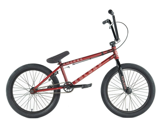 Colony Emerge 20" BMX bike with full Chromoly frame, sealed hubs, and extra wide tire clearance.