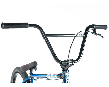 Close-up of Colony Premise BMX bike handlebars featuring black grips and controls.