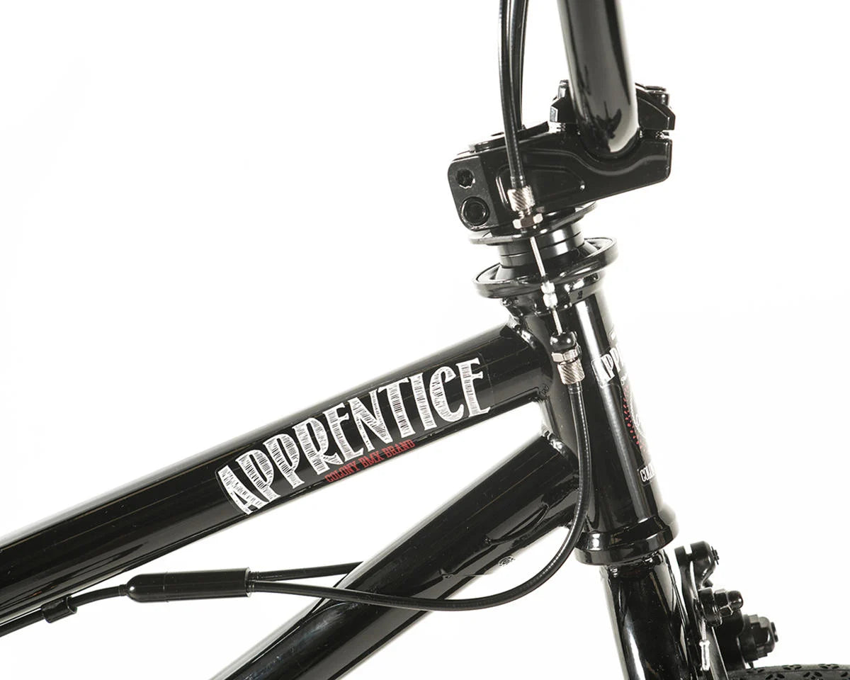 Colony Apprentice BMX bike frame with integrated headset and black finish, designed for flatland riding.