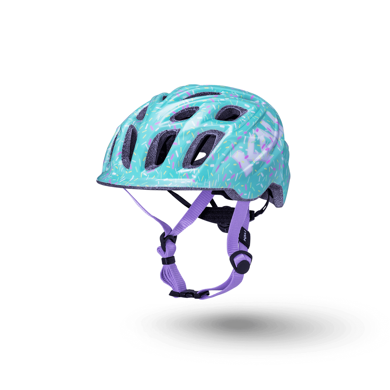 Chakra Child helmet in turquoise and lavender, designed for children aged one and up, ensuring safety for little riders.