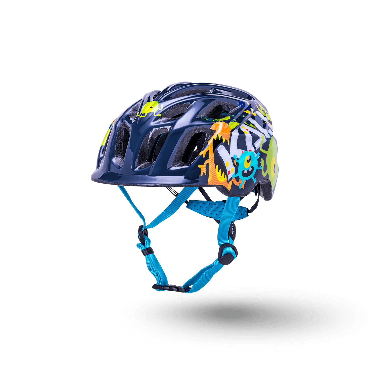 Chakra Child helmet in blue with colorful graphics, designed for kids aged one and up for safety and fun.
