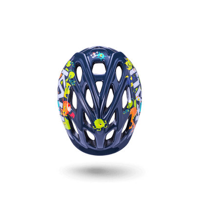 Colorful Chakra Child helmet designed for kids aged one and up, featuring fun animal graphics for safety and style.