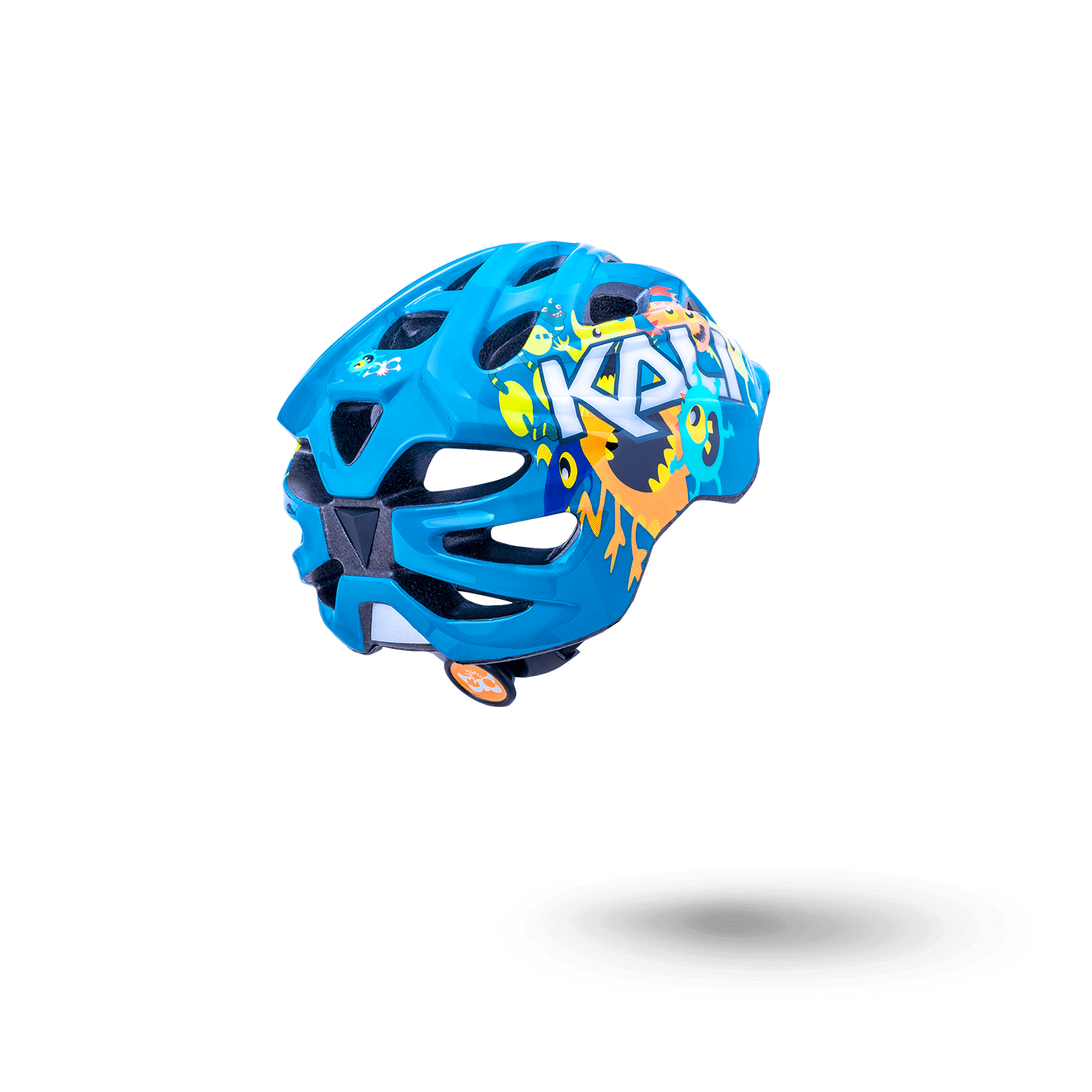 Chakra Child helmet in vibrant blue with colorful graphics designed for children aged one and up.