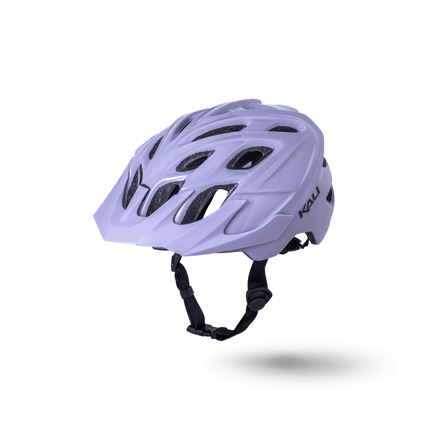 Chakra Solo bike helmet in soft lavender with ventilation holes and adjustable straps for comfort and safety.