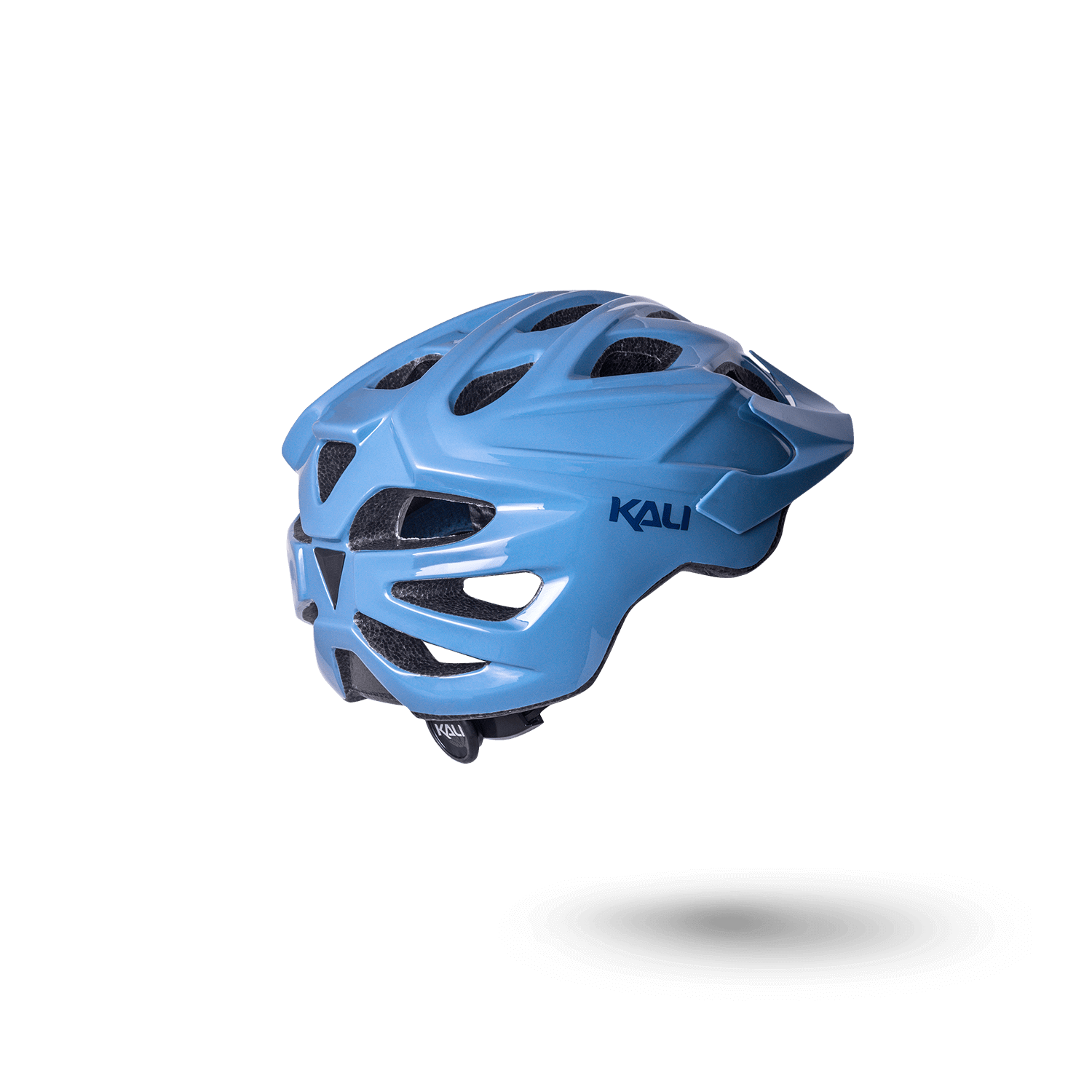 Kali blue cycling helmet with ventilation features for enhanced performance and safety during rides.