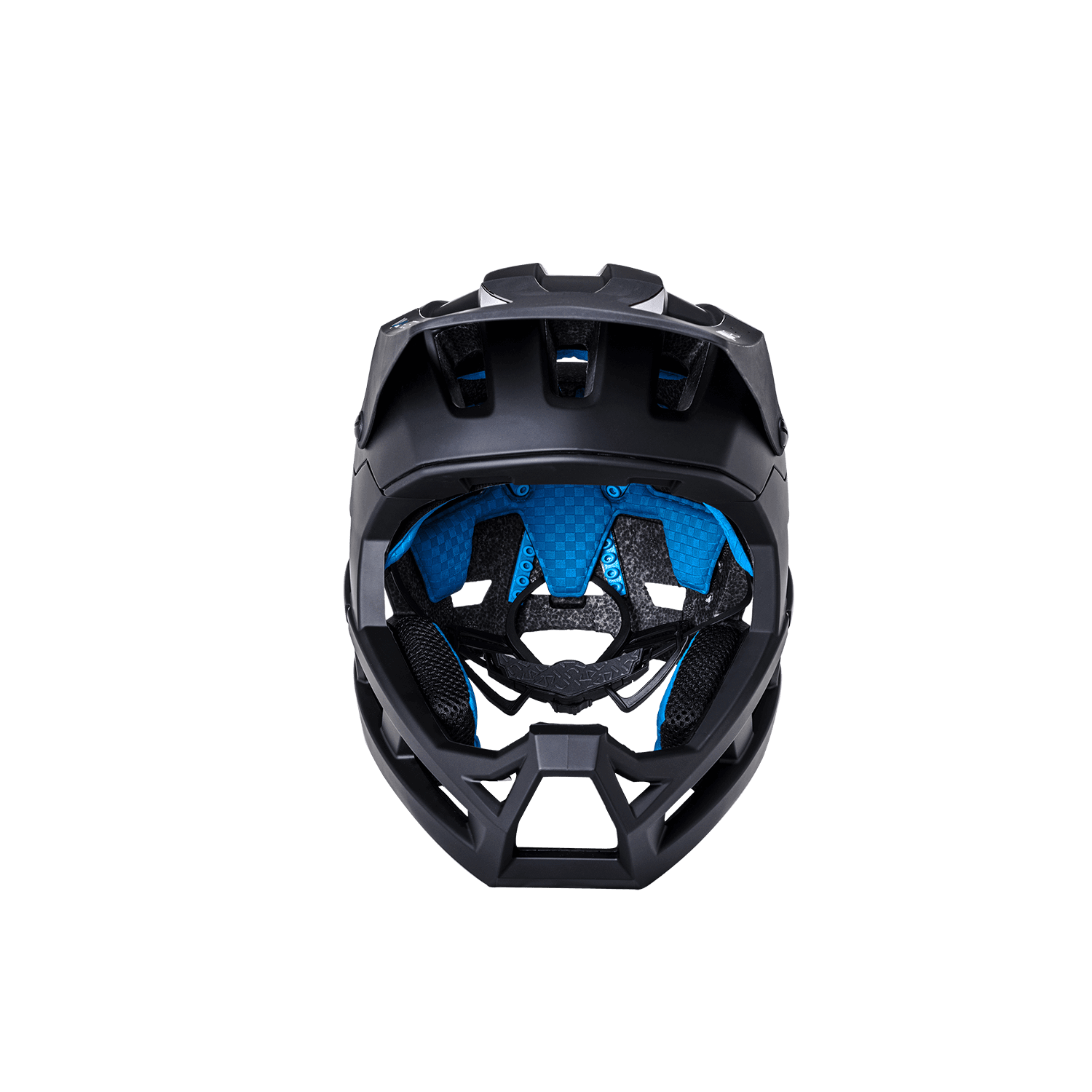 DH Invader helmet front view featuring protective design and breathable interior for enhanced safety during biking.
