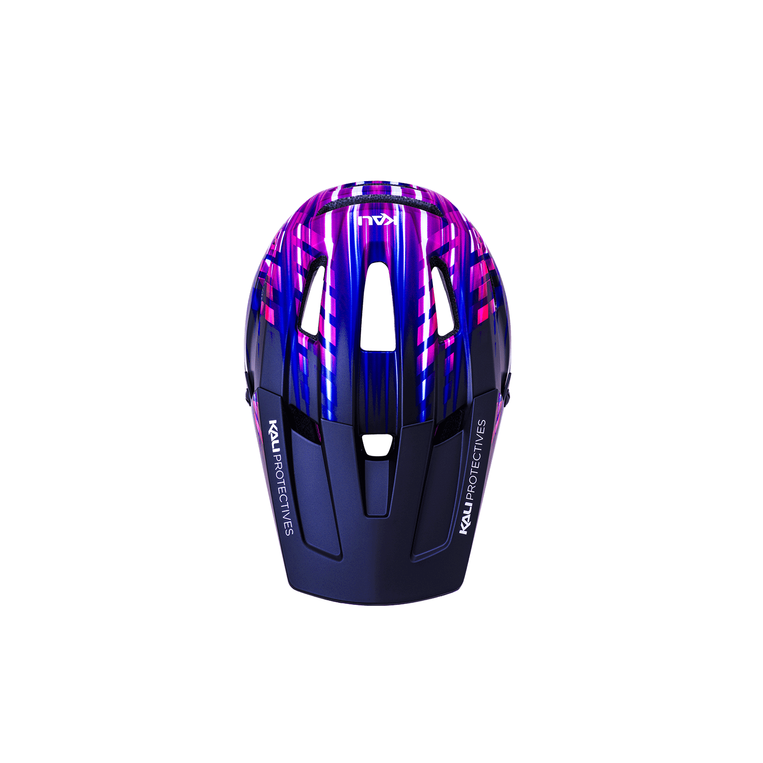 Front view of the colorful DH Invader helmet, showcasing enhanced protection and modern design features.