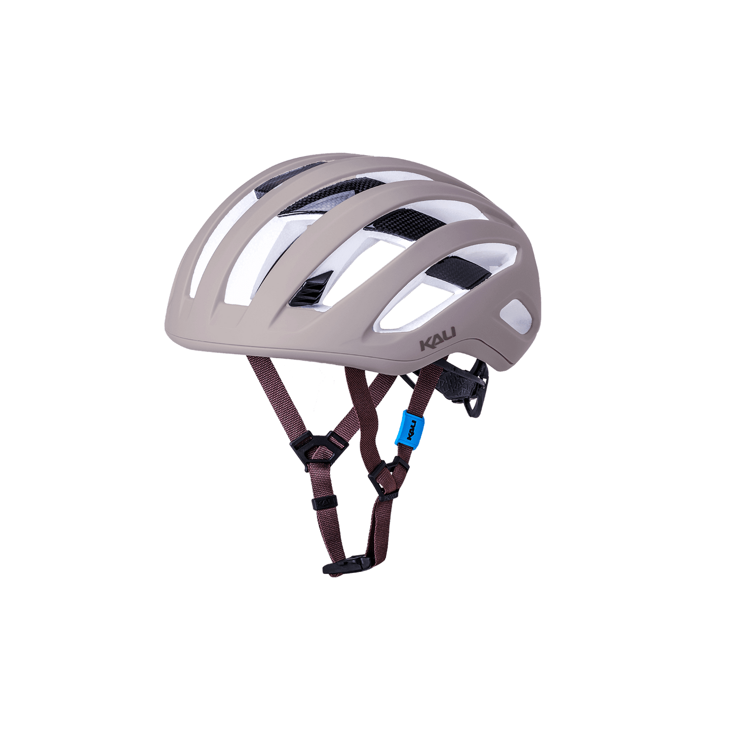Grit Carbon cycling helmet in light brown with aerodynamic design for enhanced road protection.