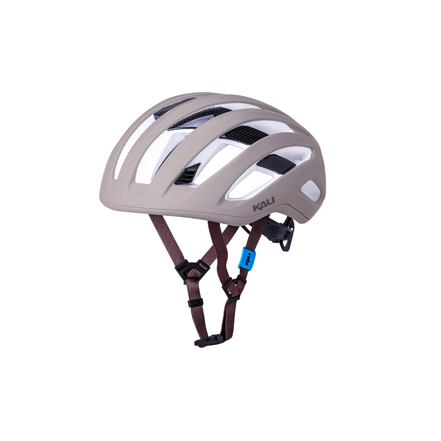 Grit Carbon cycling helmet in light brown with aerodynamic design for enhanced road protection.