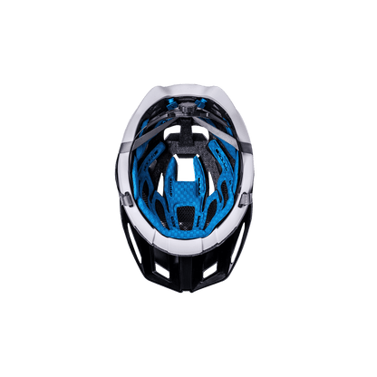 Top view of the Interceptor 2.0 helmet featuring sleek black and blue design, ideal for summer adventures.