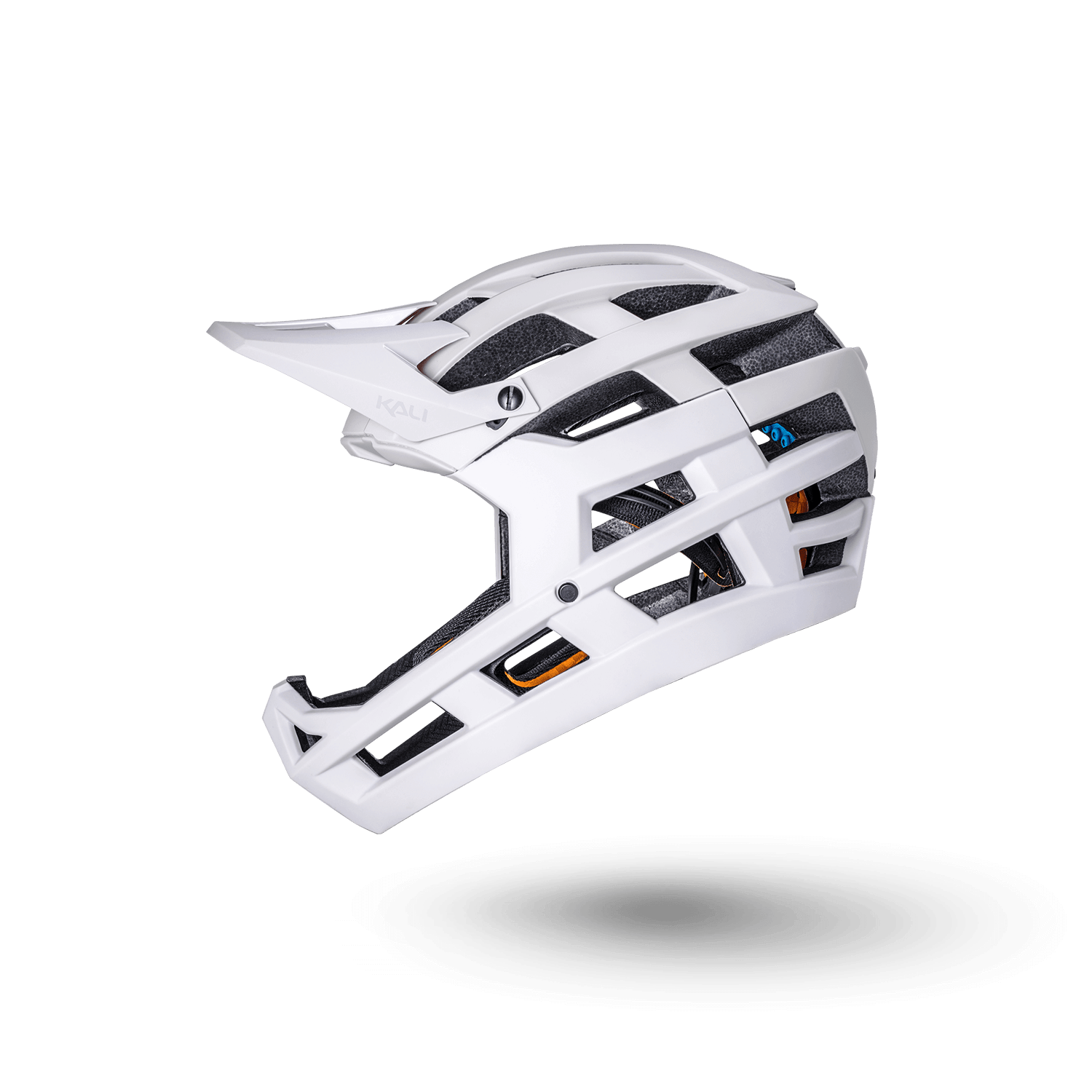Kali Invader 2.0 trail helmet in white, designed for optimal safety and airflow on mountain biking trails.