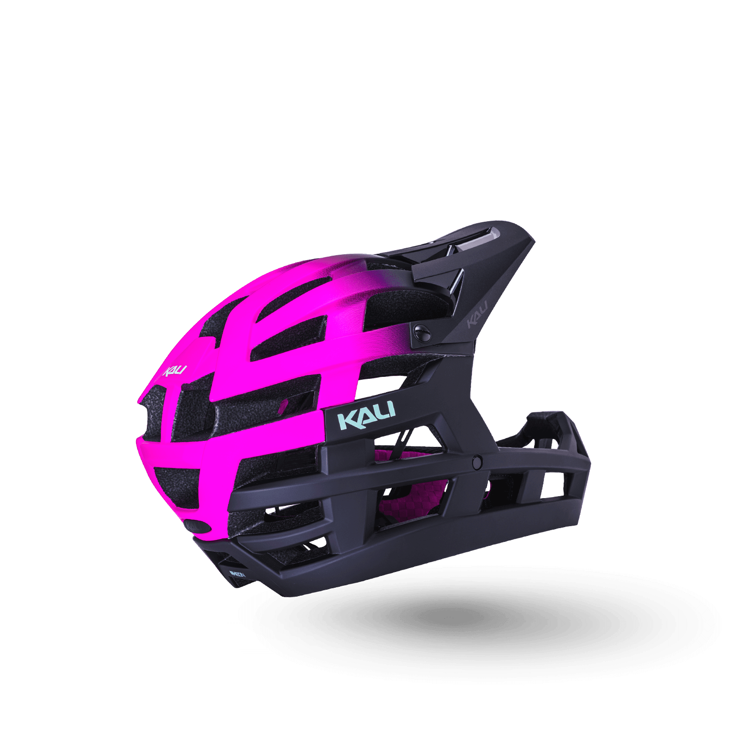 Invader 2.0 ultimate trail helmet in black and pink, designed for safety and style during off-road adventures.