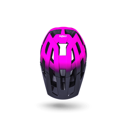 Kali Invader 2.0 trail helmet in pink and black, designed for maximum protection and comfort during biking adventures.
