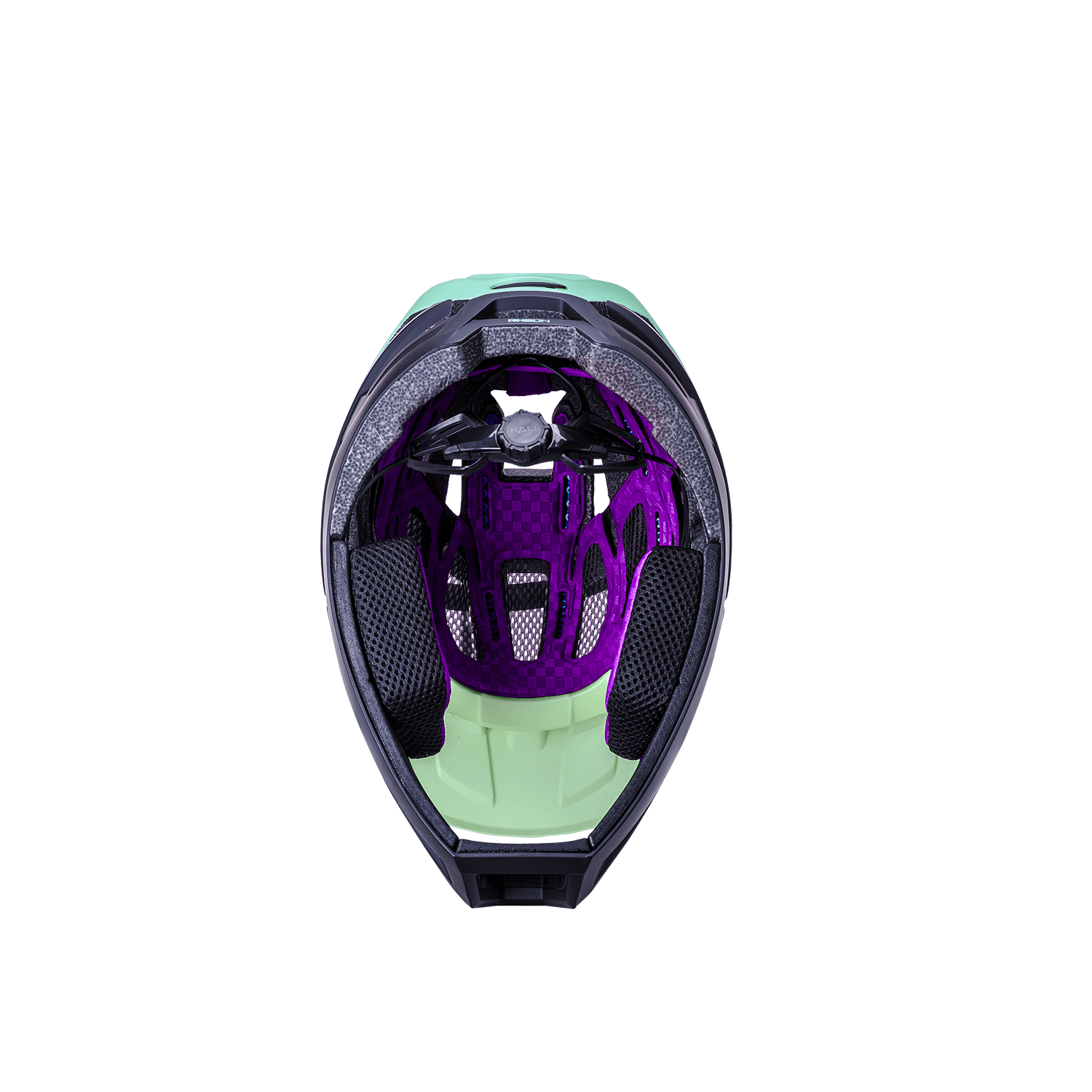 Top view of the Invader 2.0 trail helmet showcasing its interior design and padding.