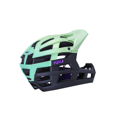 Kali Invader 2.0 trail helmet in mint green and black, designed for ultimate protection and performance on trails.
