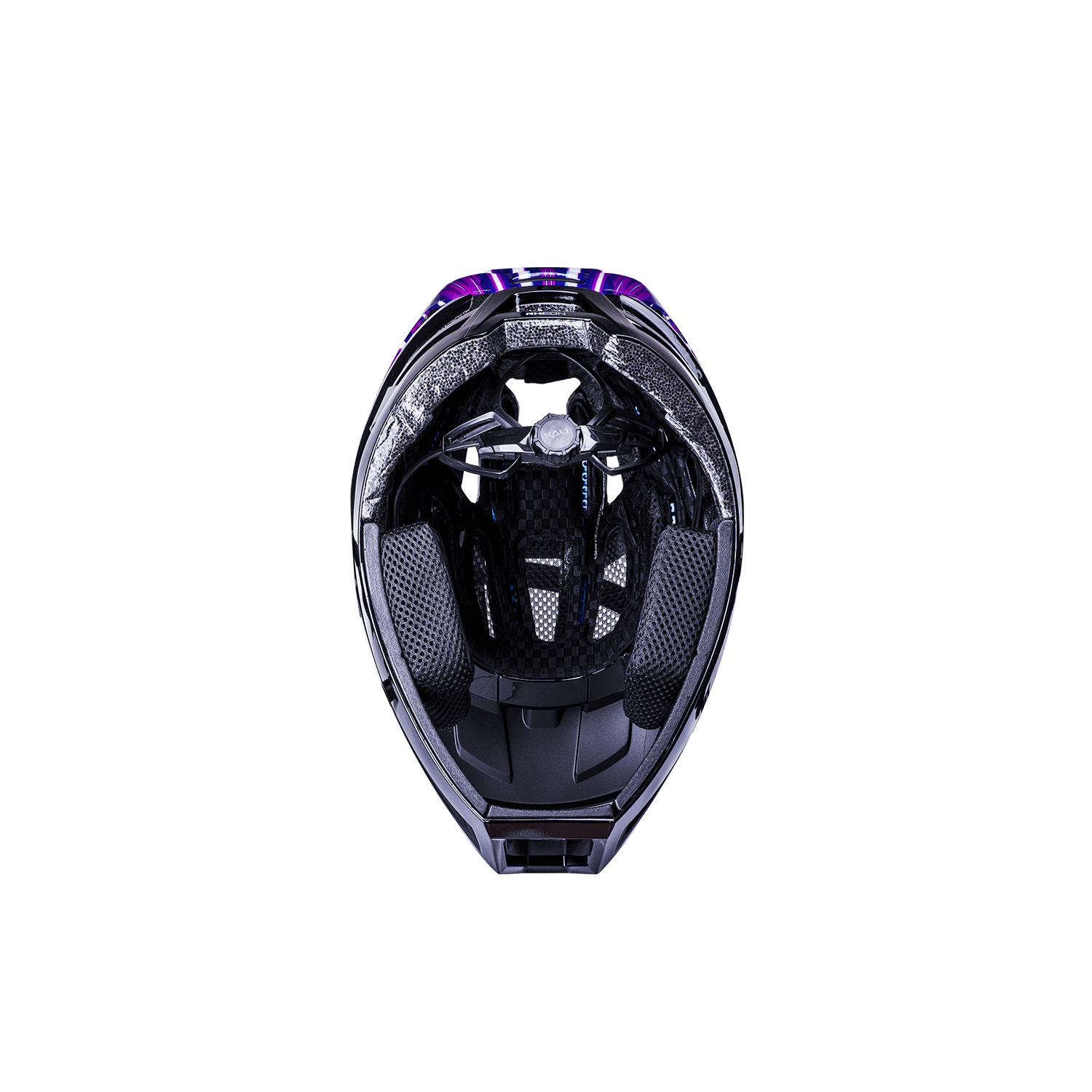 Inside view of the Invader 2.0 trail helmet, showcasing its sleek design and breathable interior features.