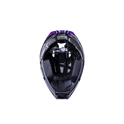 Inside view of the Invader 2.0 trail helmet, showcasing its sleek design and breathable interior features.