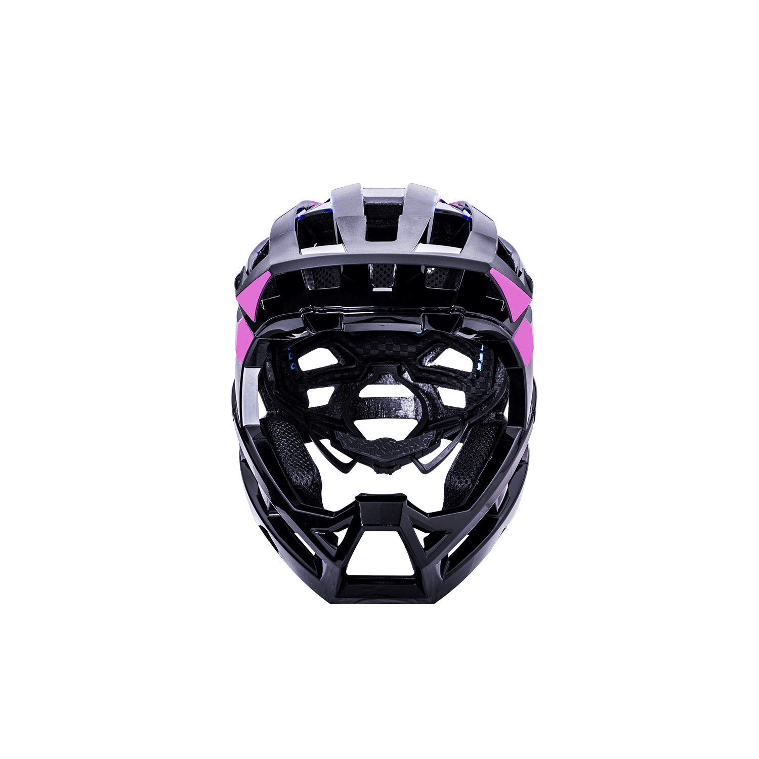 Invader 2.0 ultimate trail helmet in black and pink, designed for safety and performance on rough terrains.