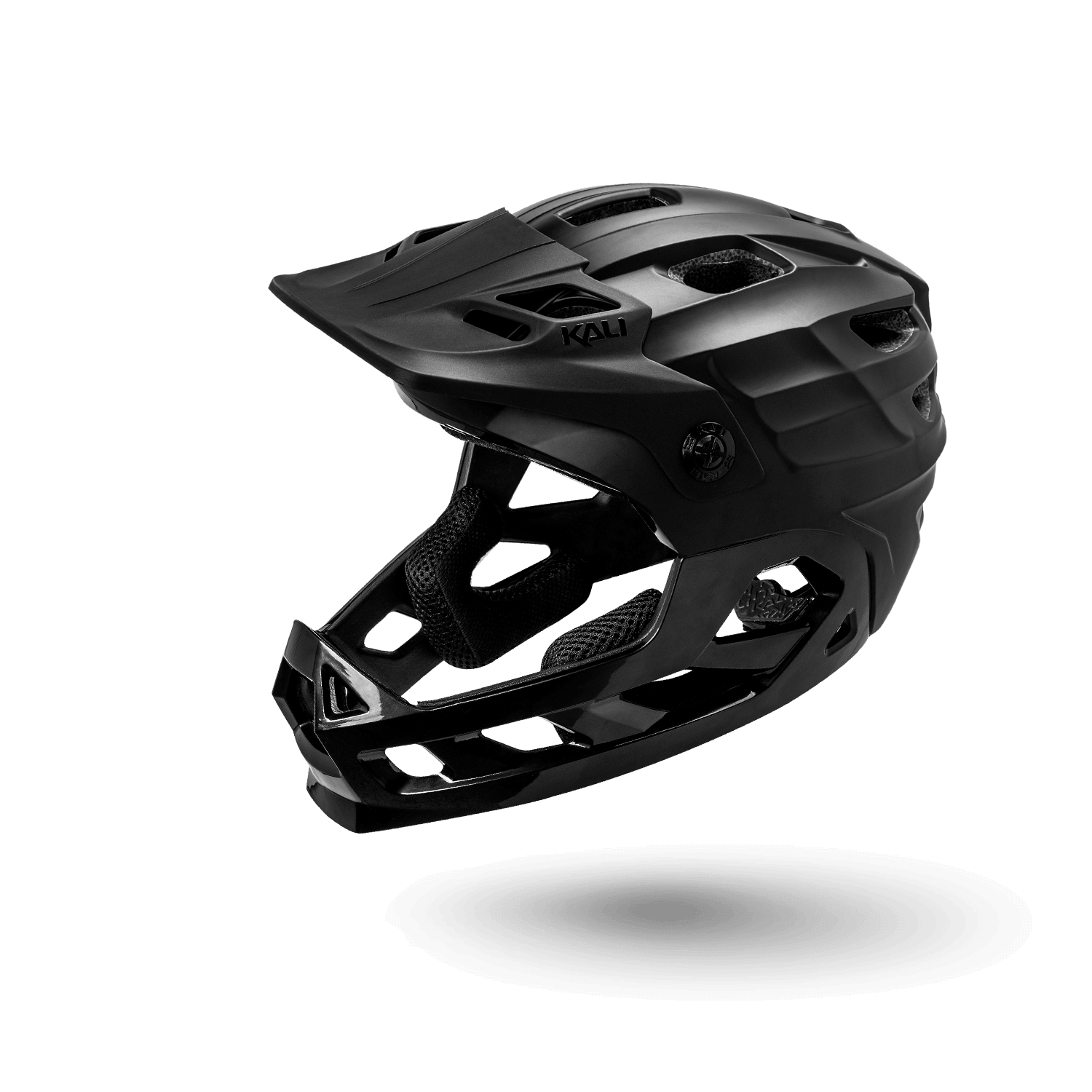 Black Kali Maya Full Face Child helmet, ideal for young riders seeking safety and style on the trails.