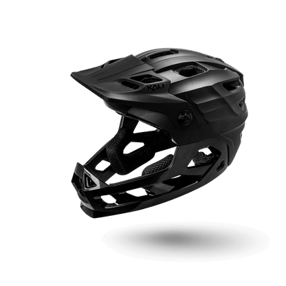 Black Kali Maya Full Face Child helmet, ideal for young riders seeking safety and style on the trails.