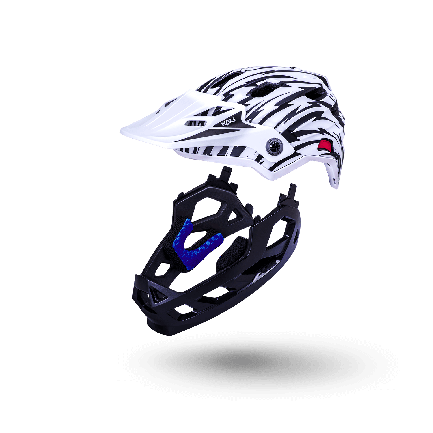 Maya Full Face Child helmet designed for young riders, featuring a stylish black and white design.