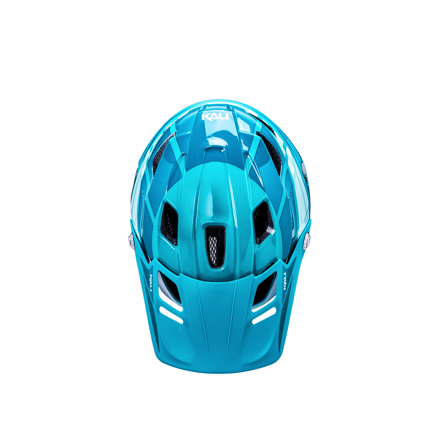 Maya Full Face Child protective helmet in vibrant turquoise color, designed for young riders and outdoor adventures.