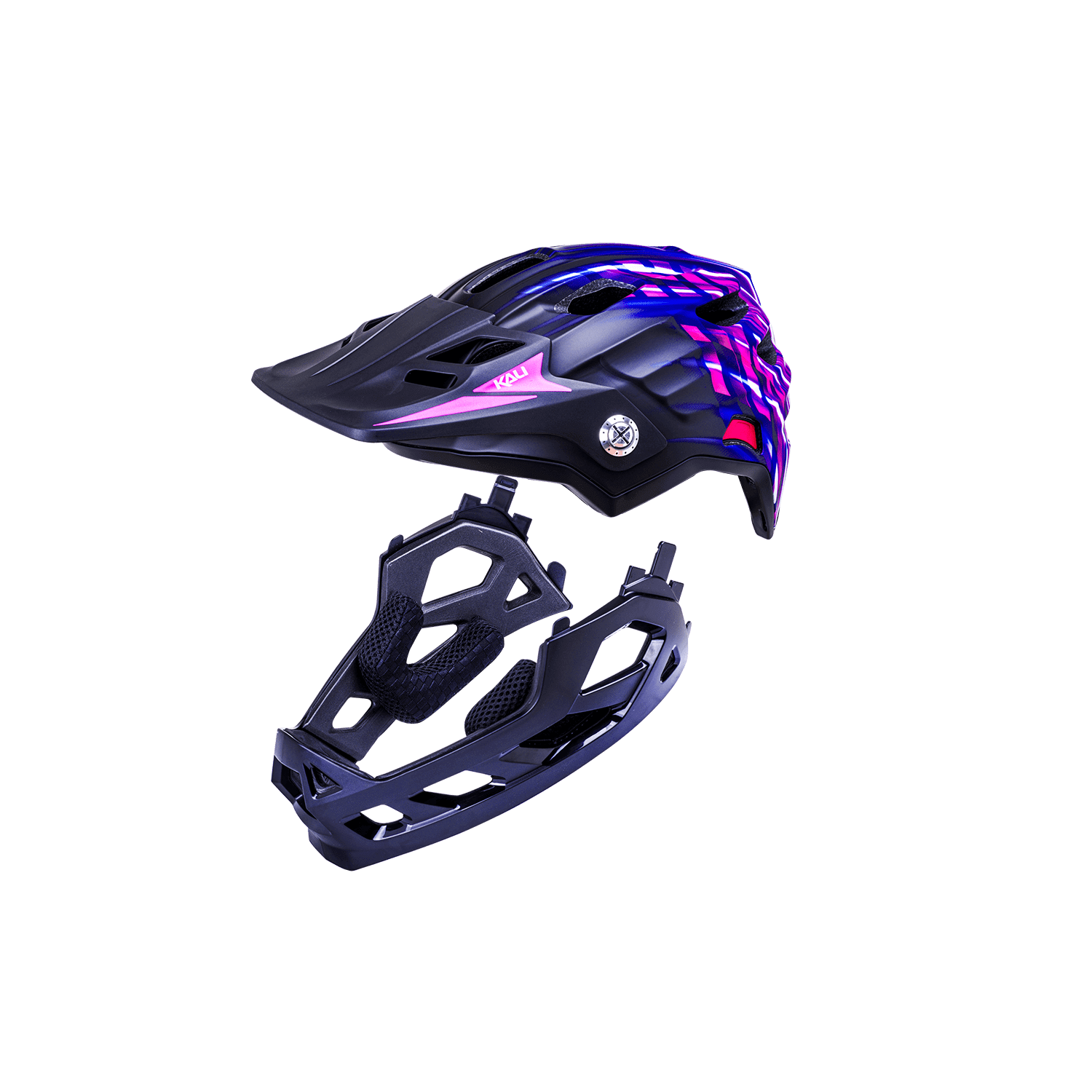 Maya Full Face Child helmet in black and purple, ideal for young riders seeking safety and style.
